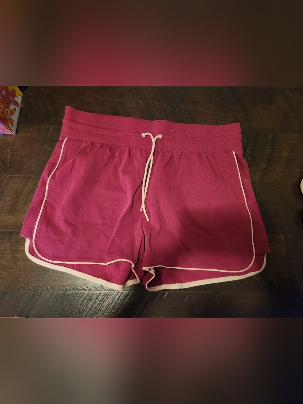 Old Navy Raspberry Pink Bandeau-Style Lounge Shorts with Cream Trim
